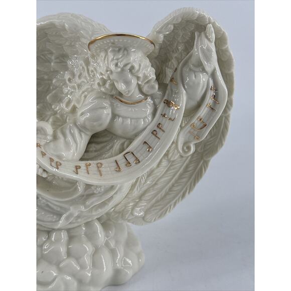 Candle Holder Porcelain Angel Ivory 6.85” T x 9” W x 3.6” D Palm Tree 2000 - Picture 5 of 11